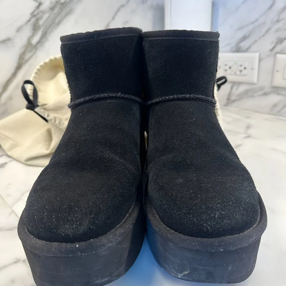 UGG Womens Classic Mini Platform Boots Black Size 10 - Picture 4 of 11